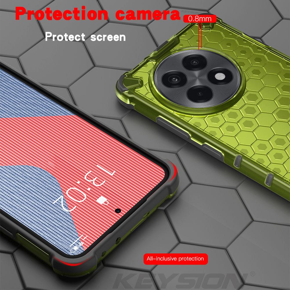 KEYSION Shockproof Armor Case for OnePlus 13R 5G 1+13r Soft Silicone+PC Transparent Honeycomb Phone Cover for OnePlus Ace 5 Pro