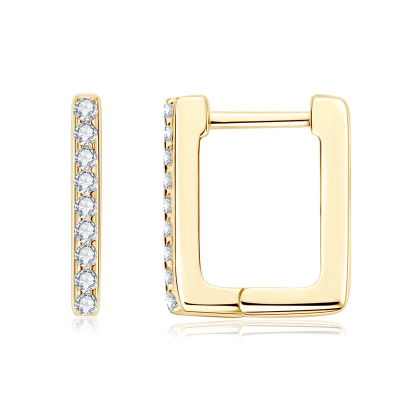 Elegant Square Moissanite Stud Earrings for Women - Trendy S925 Sterling Silver Ear Cuffs