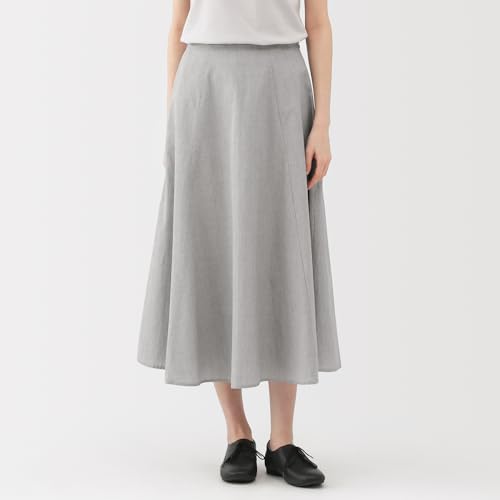 MUJI Women's Cool Flared Skirt, Gray Stripe, Size M, BE1VTA5S
