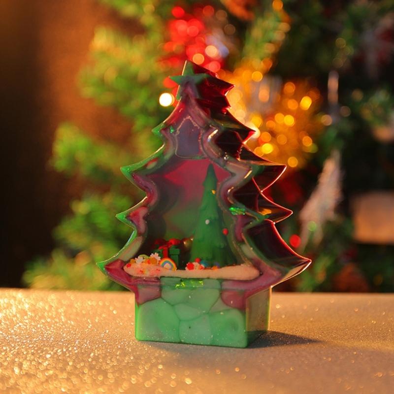 3D Crystal Lamp Christmas Tree Ornament Silicone Mold Suitable for Epoxy Resin Diy Crafts Jewelry Making Home Decor