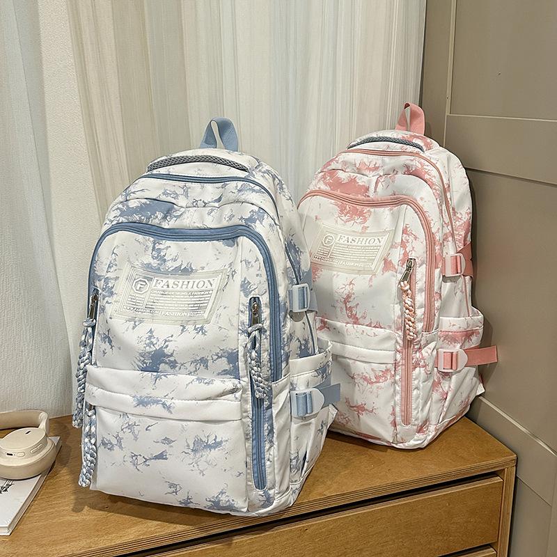 New national style versatile tie-dye backpack student large-capacity simple schoolbag female niche personality casual backpack female