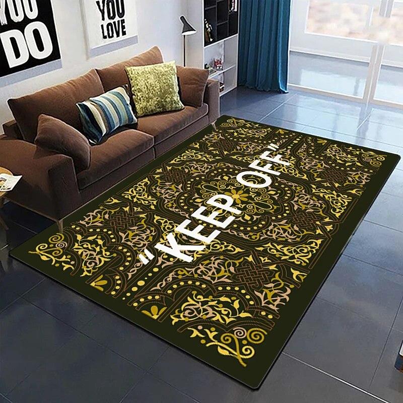Keep Off Pattern Dekorativer quadratischer Teppich Modernes Haus Wohnzimmer Boden Matte Schlafzimmer Teppich Kunst Poster Matte Fans Geschenk Alfombra