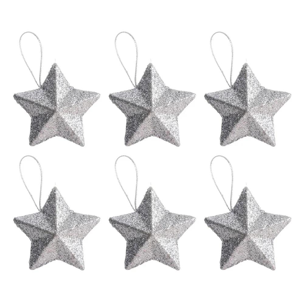 36/6 szt. Xmas Glitter Stars Ornaments Pentagram Wiszące zawieszki na choinkę Prezenty noworoczne Xmas Wedding Party Home Decoration