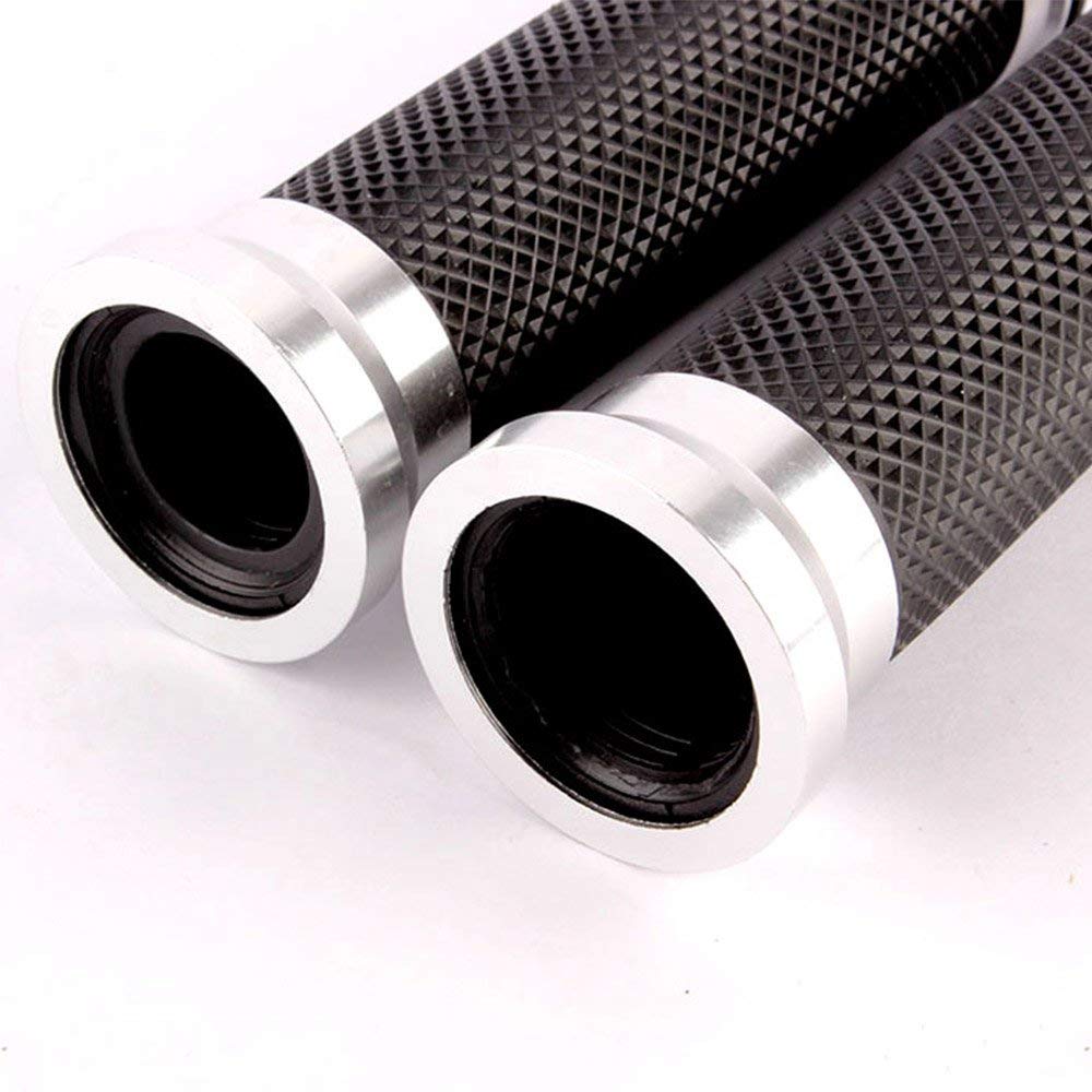 Karun Bike Clip Universal Motorcycle Clip Aluminum Bar End 22.2mm CNC Hand Grip Left and Right Set (Silver)