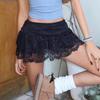 Ballet Style Basic Solid Color High Waist Elastic Double Layer Lace Cake Skirt Young Female Slim-fit Dance Miniskirt Pants