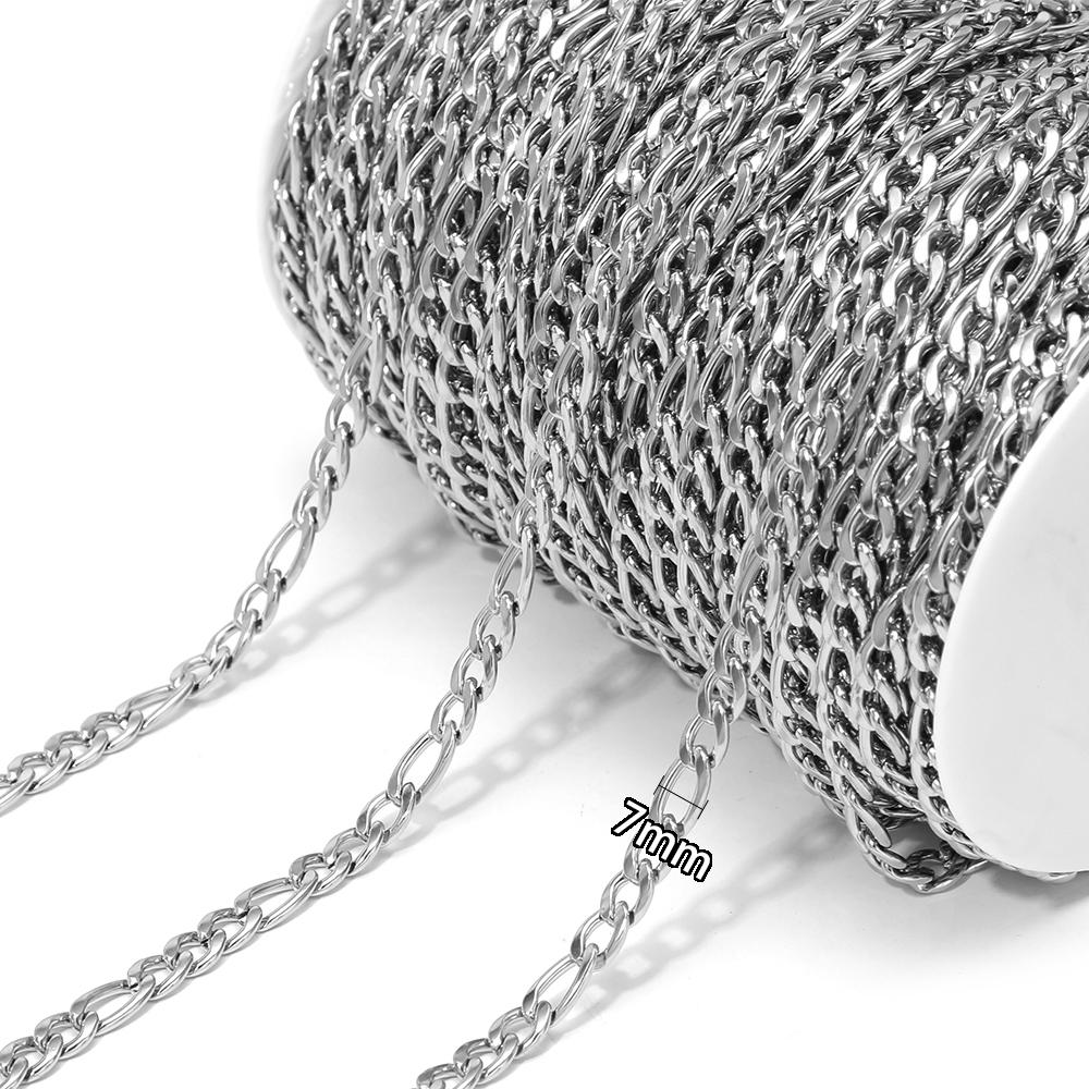 2 Meters Stainless Steel Link Cuban Figaro Chains Bulk for DIY Jewelry Earrings Making Necklace Findings Bracelets Wholesale