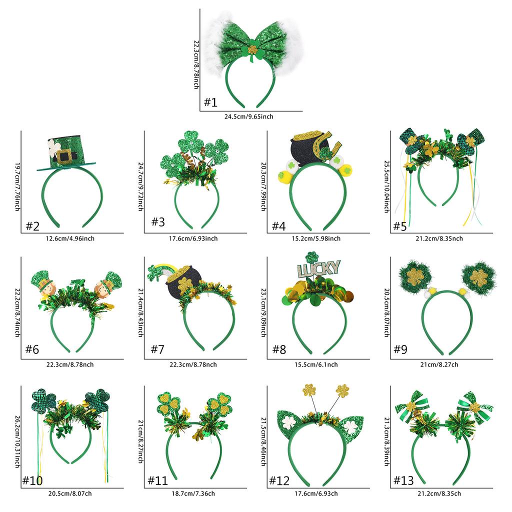 StPatricks Day HairHoop for Irish National Day Celebration Glittering Powder Headband for Theme Party Festival Gathering
