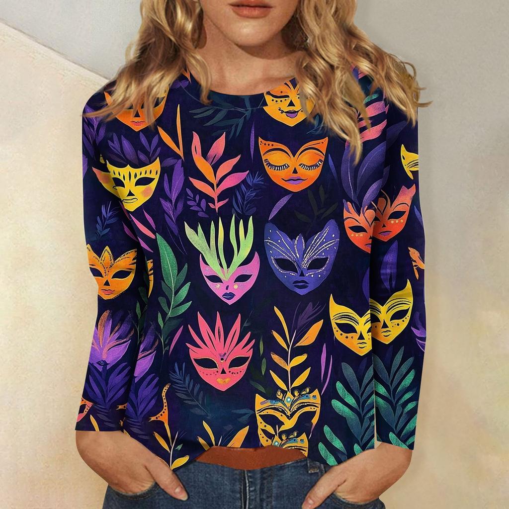 Long Sleeve Shirts For Women Cute Print Graphic Tees Blouses Dressy Casual Blouses Pleated Scooped Neck Tunic Tops Christmas