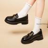 Fashion Metal Buckle British Pu Leather Loafers Women's Doudou Shoes Pumps New Korean Version Single Shoes 2025 Women's Flats