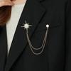 Tassel Chain Suit Coat Pin Metal Crystal Lapel Pins Retro Star Rhinestone Brooches  Gifts