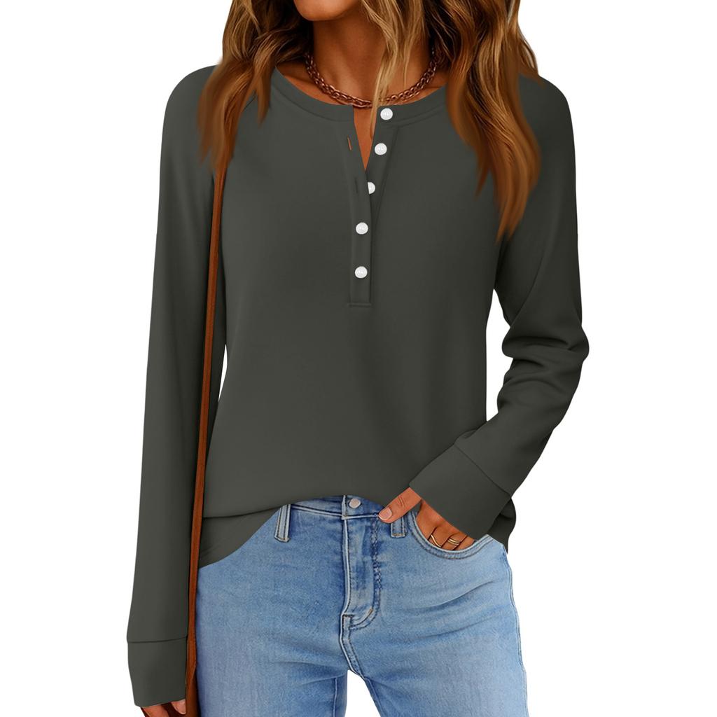 Women's Fashion  Loose Long Sleeve Round Neck Casual Top