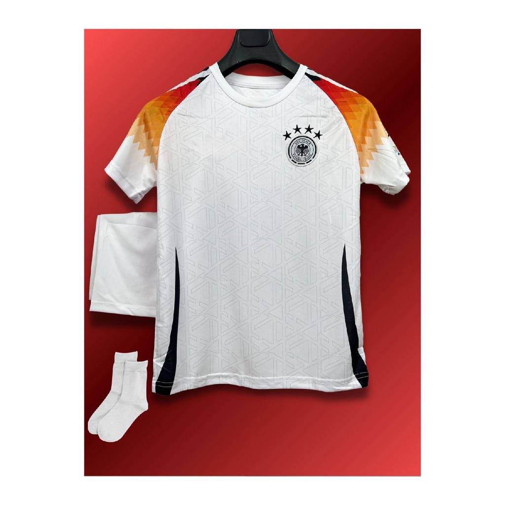 Germany Euro 2024 Kmmch White Kids Football Jersey (jersey-shorts-socks-bracelet) Set Of 4
