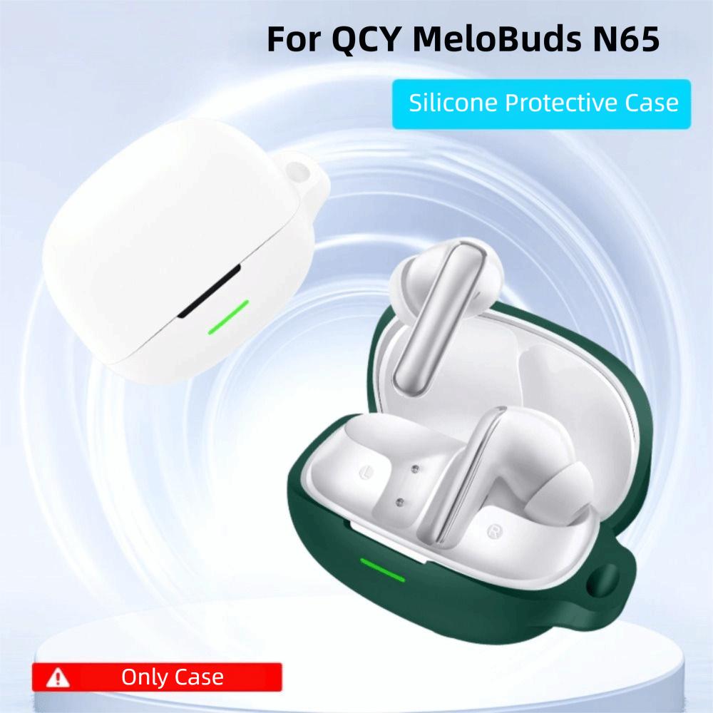 With Carabiner Earbuds Cover Silicone Headphone Protective Case for QCY MeloBuds N65