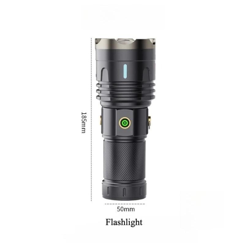 Powerful Super Long Range LED Flashlight Type-C Charging Strong Light 3 Modes Zoom Tactical Handlamp Outdoor Camping Lantern