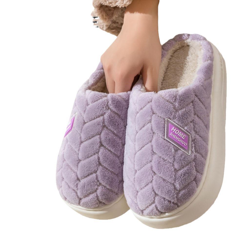 2025 Women's and Men's Cotton Slippers: Autumn/Winter Warm, Non-Slip, Thick-Soled, Plus Velvet, Wear-Resistant.