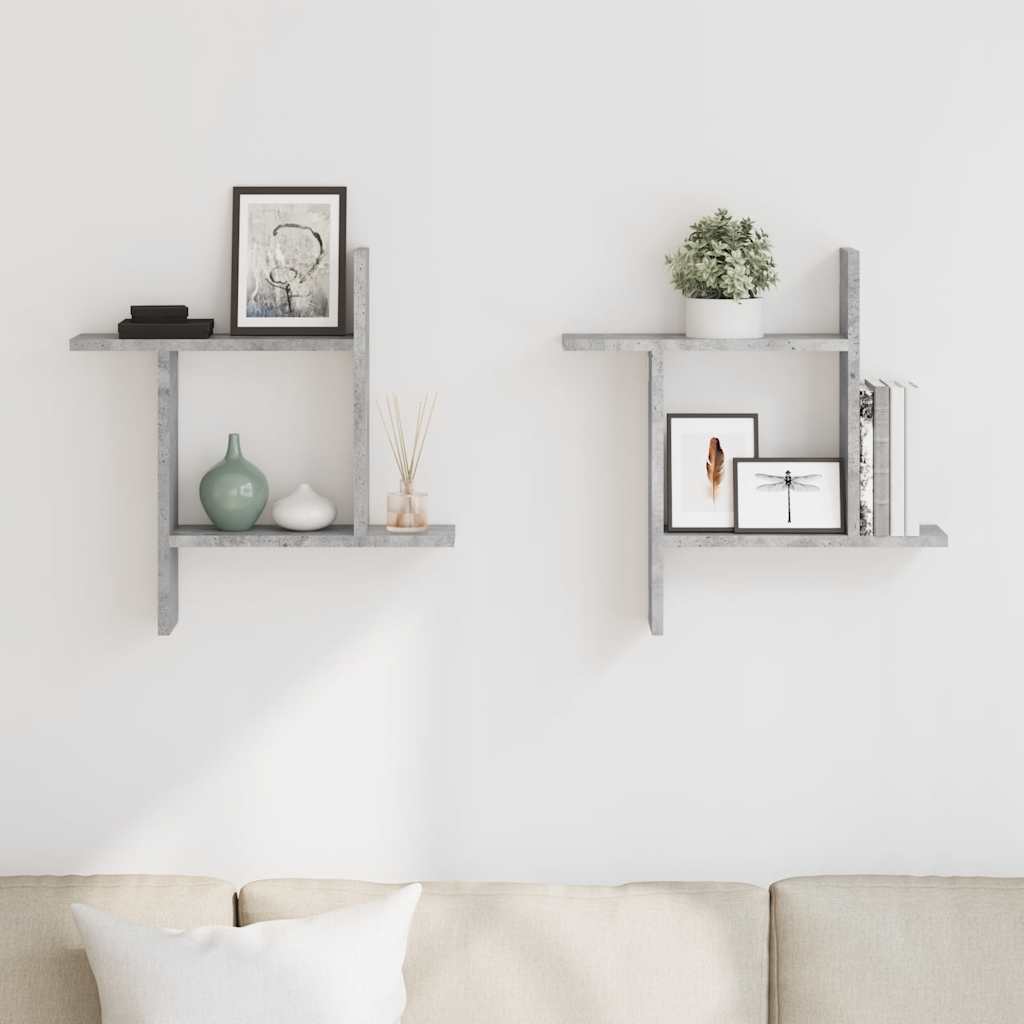 Wall Shelves 2 pcs. Concrete Grey 50 x 12 x 50 cm Engineered Wood