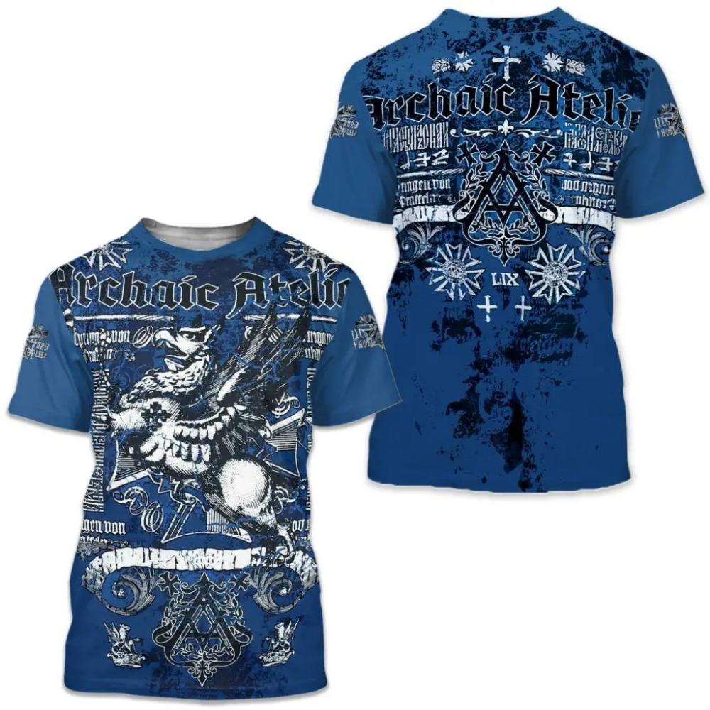 Archaic By Affliction Colisson pánské tričko Vintage 3D grafický potisk Tričko s krátkým rukávem Tričko Streetwear Oversized Oblečení Top