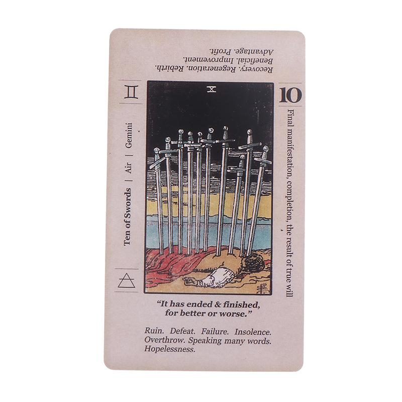 Tarot Card With Meaning On Them Beginner Tarot Keyword Antiqued Tarot Deck Learn Tarot In English 78 Cards Reversed
