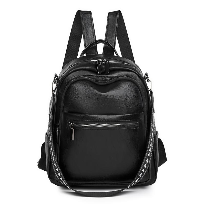 Leather Backpack Women's Zipper Bag Small Backpack