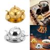 Tea Strainer Teapot Shape Loose Tea Infuser Stainless Steel Leaf Tea Maker Strainer Chain Drip Tray Herbal Spice Filter WithDish