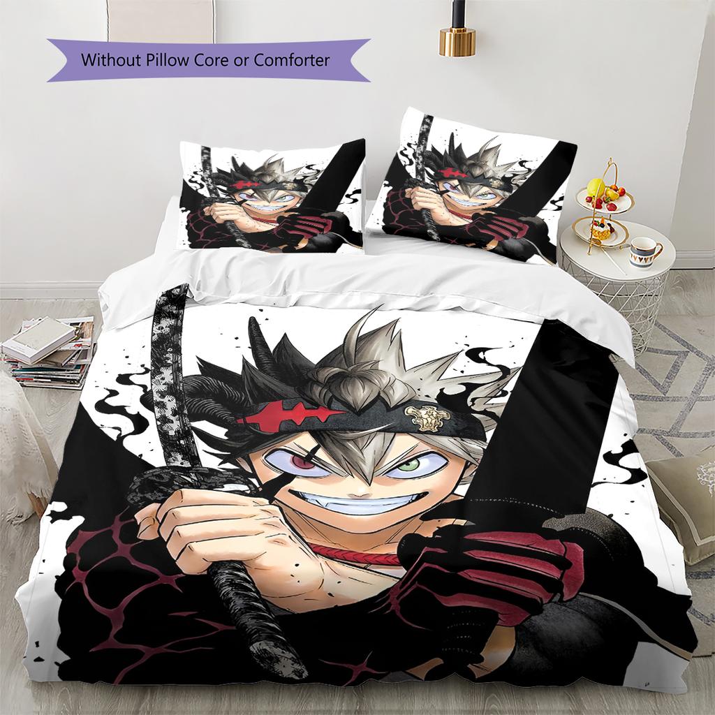 Anime Pattern Bedding Quilt Set Quilt Cover Pillowcase Home Decoration Birthday Gift (1 * Duvet Cover + 2 * Pillowcase, Without Core)