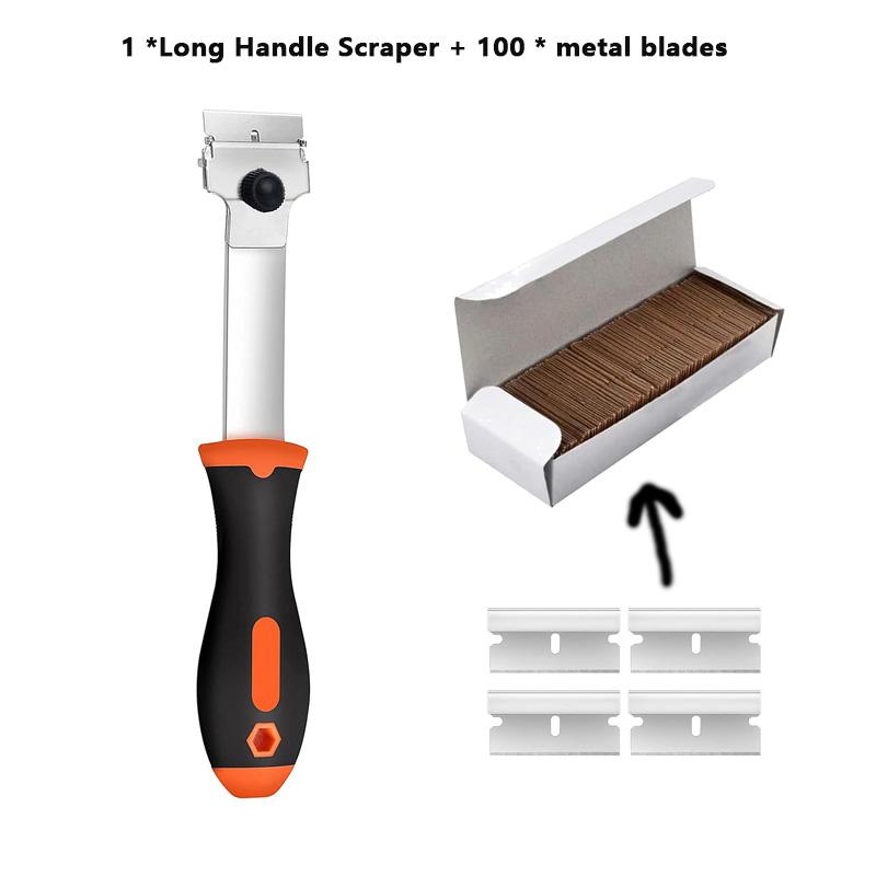 Multi-Purpose Long Handle Scraper With Blades Adhesive Remover Cleaning Scraper for Removing Glue Decal Car Window Glass Scraper