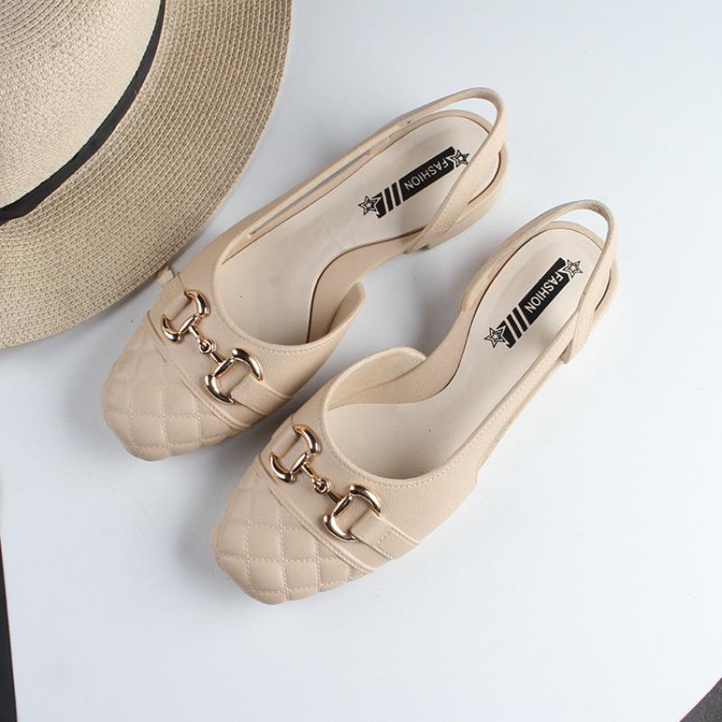 

Новые женские сандалии на плоской подошве с низким каблуком Baotou Fashion Женская обувь Внешняя одежда Повседневные удобные тапочки для ходьбы 40 абрикосовый