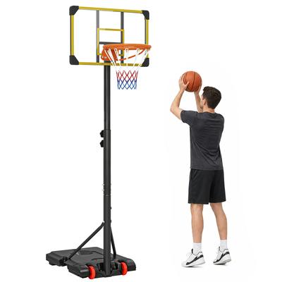 Basketball Hoop With Adjustable Height 178 208 Cm Wheels And Refillable Base For Ages 6+ 75x56x210 240 Cm Yellow And