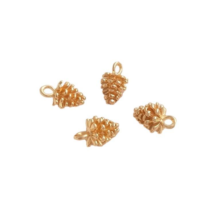 Gold-Filled Pine Cone Pendant: Handmade Crystal & Pearl Bracelet Accessory