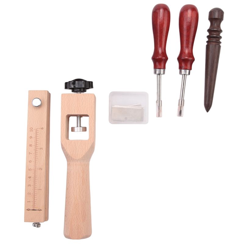 AEE4-4Pieces Leather Strap Cutter Adjustable Leather Strip Cutter Strap Cutter Sets With Polished Tools For DIY Craft Cutting