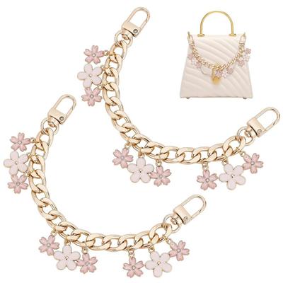 Elegant Purse Chain Strap Alloy Chain Replacement with Flower Charm Fashion Decoration for Shoulder Bags and Purses