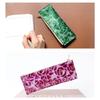 genuine leather pencil case with a embossed rose Perfect for Features a rose motif and purple Slim, compact, simple, design. women. stained-glass