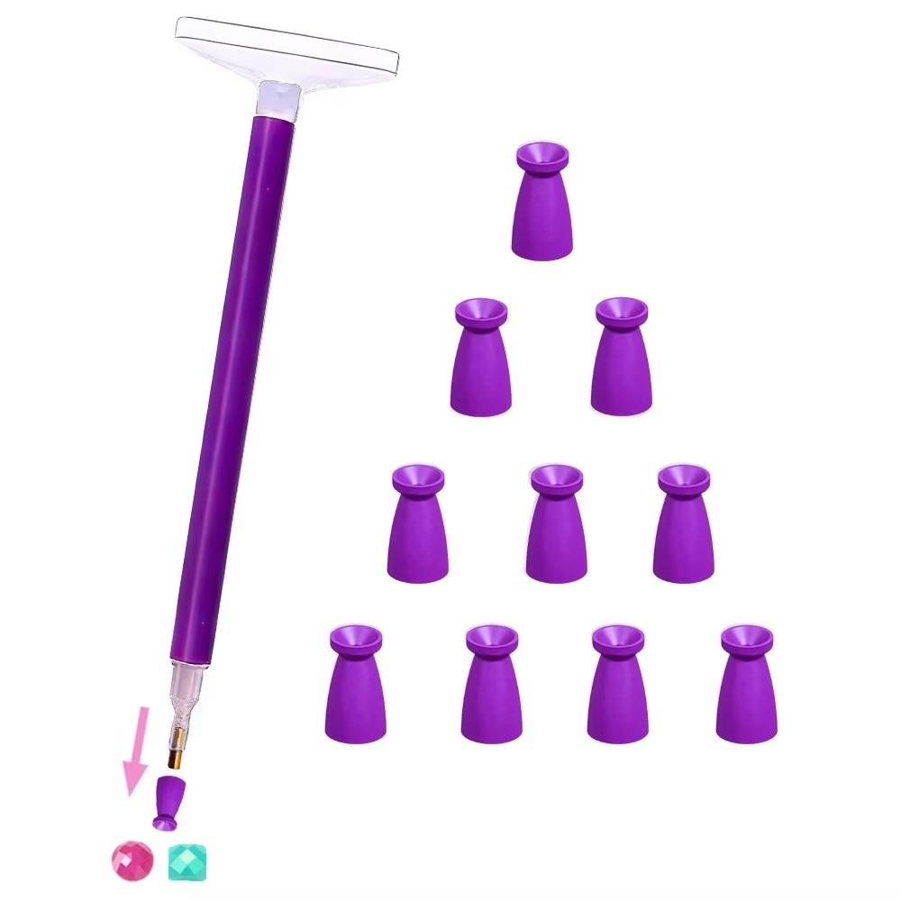 

10Pcs No Wax Diamond Painting Pen Tips No Power Required DIY Electrostatic Pen Tips Silicone Tips Comfort Grip