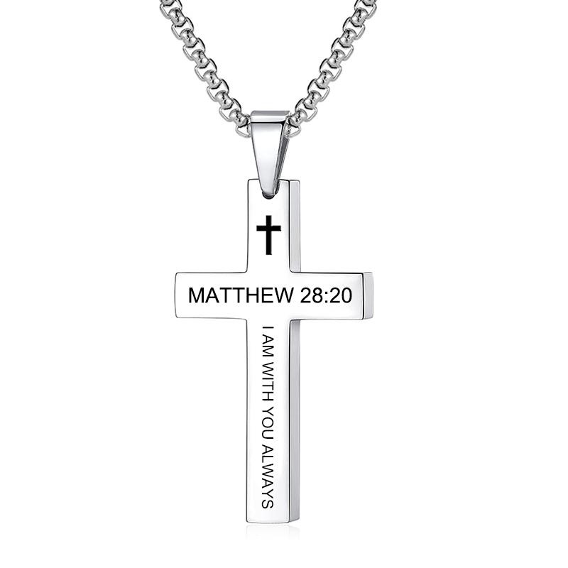 Christlicher Bibelvers Kreuz Anhänger Halskette Edelstahl Religiöse Schrift Gebet Schmuck Geschenke