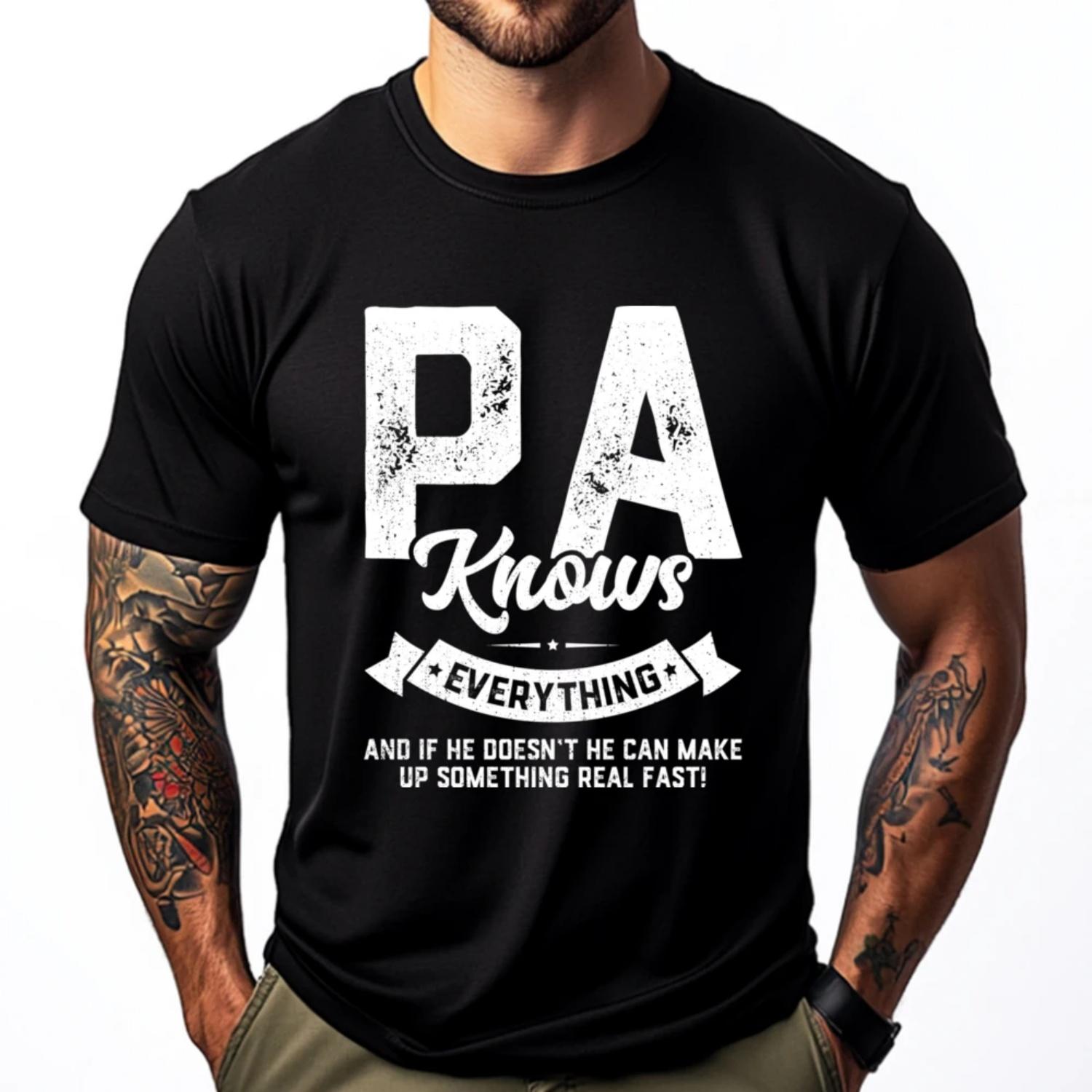 

Pa Knows Everything 60th Funny Printed T-Shirt Spring Cotton T Shirt Mens Clothing Men Free Shipping Clothes Mother s Day S чёрный
