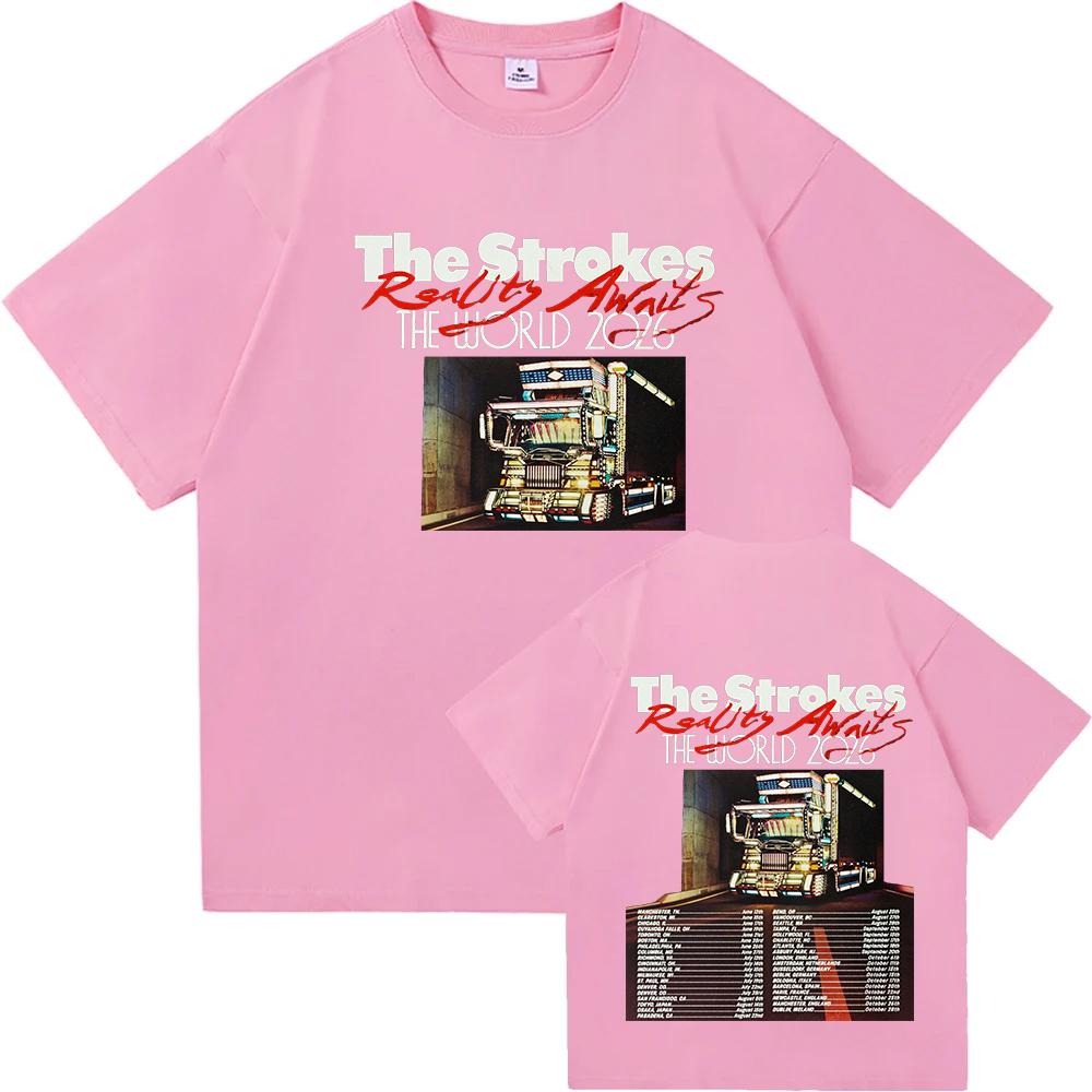 Reality Awaits North America Tour 2026 Tshirt The Strokes Band Design Print Tshirts Cotton Summer Short Sleeve Male Tees Shirt