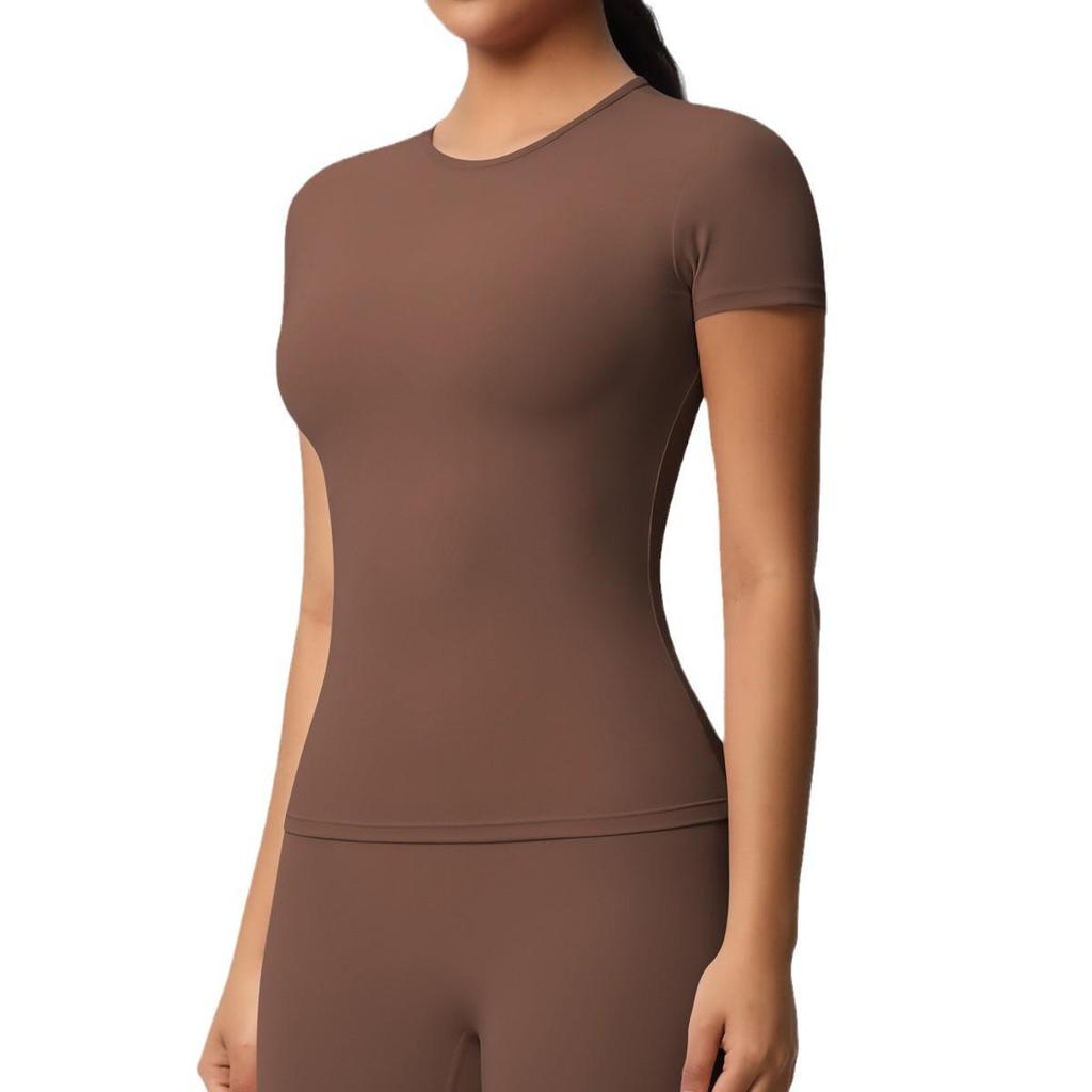 Damen Sport-T-Shirt mit doppelseitig gebürsteter Innenseite zum Laufen und für Yoga