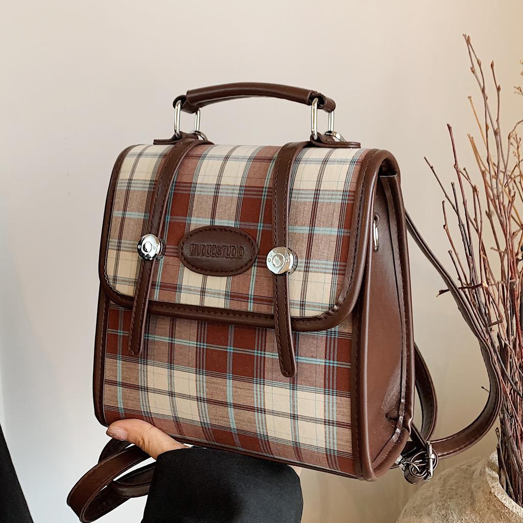 Bag Women'S Vintage College Style Shoulder Bag Large Capacity Student Class Small Square Bag