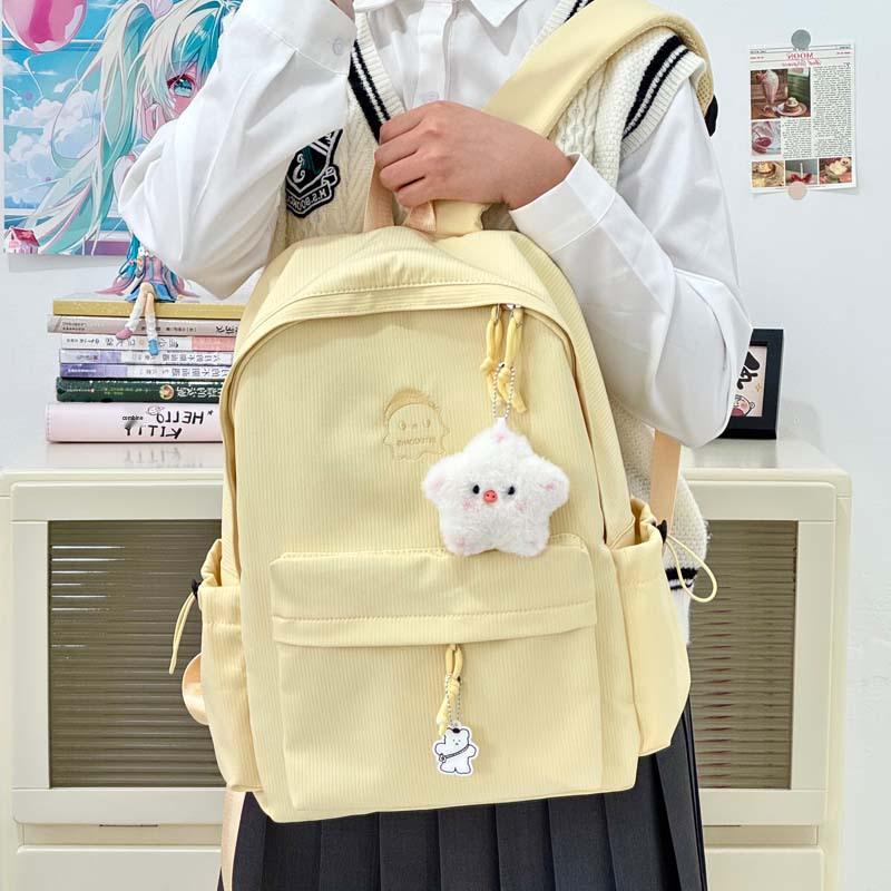 

2025 High-Capacity Solid Color School Backpack for Girls, Ideal for Junior High and High School Students 15-inch жовтий