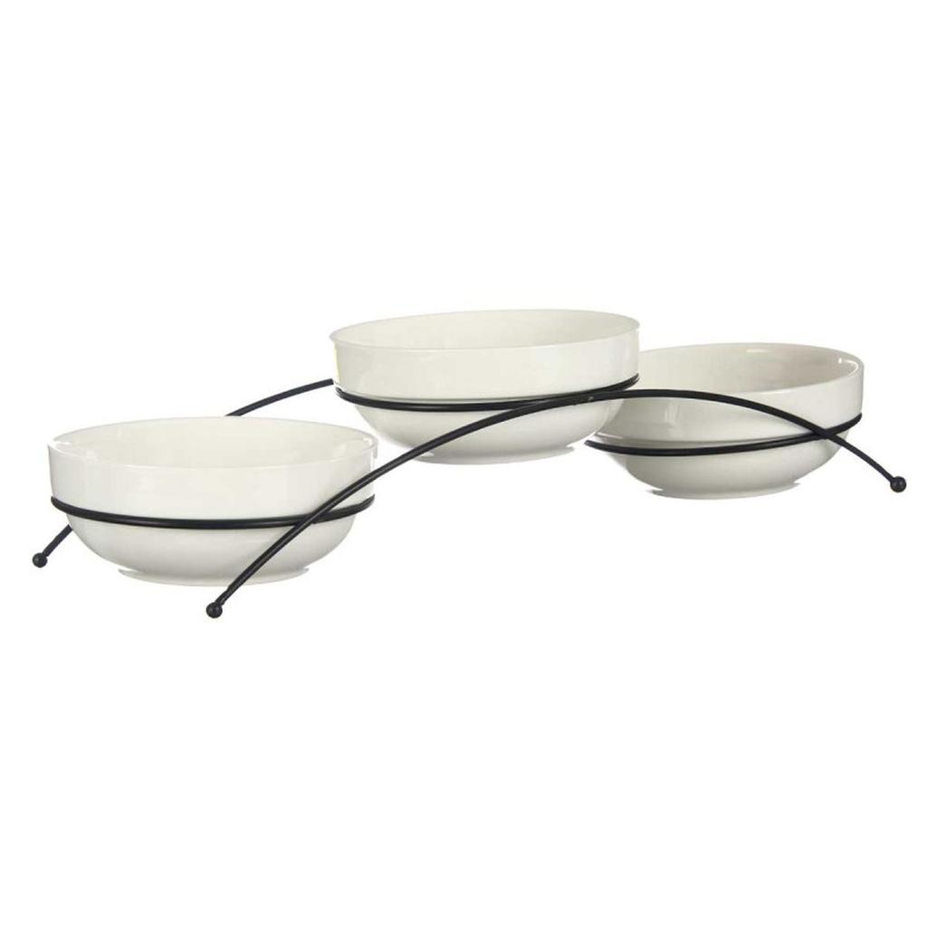 Set of 3 Porcelain Bowls On a Stand