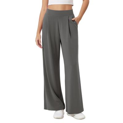 Women's Wide Leg Pants High Waist Solid Color Casual Loose Pants With Pockets