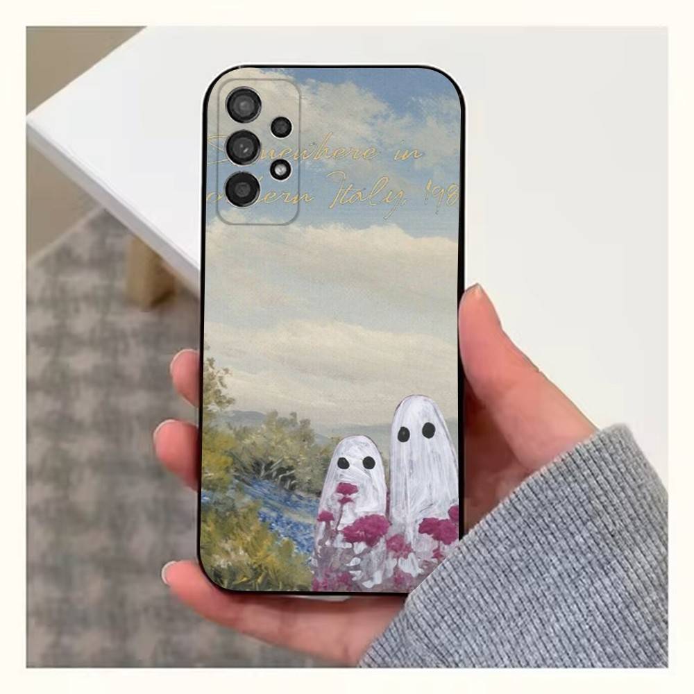 Lovely Ghost Case For Samsung S21,S9,S22,S25,S20,S10,Plus,Ultra,S24,S23,FE,Lite,Soft Silicone Black