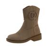 Autumn new comfortable low-heeled mid-tube knight boots children's casual retro suede Chelsea Martin boots