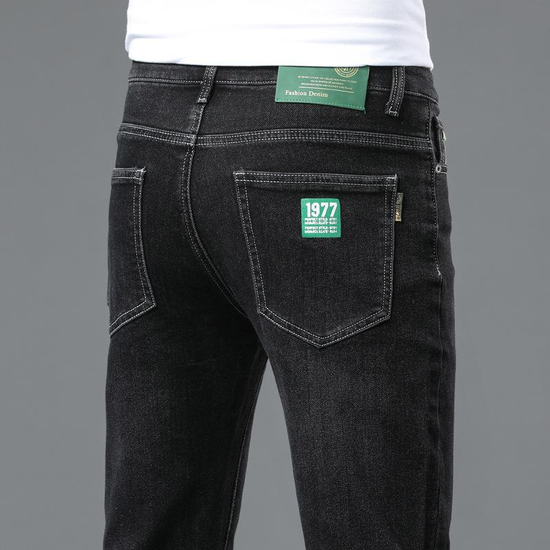 

Осенние эластичные джинсы мужские модели Узкие эластичные высококачественные износостойкие трендовые универсальные повседневные прямые длинные брюки для мужчин 32 чёрный
