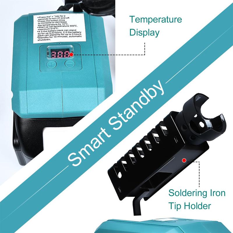 60W Wireless Electric Soldering Iron For Makita/Dewalt 18/20V Battery Welding Tool 300-510℃ Temperature Adjustable Fast Heating