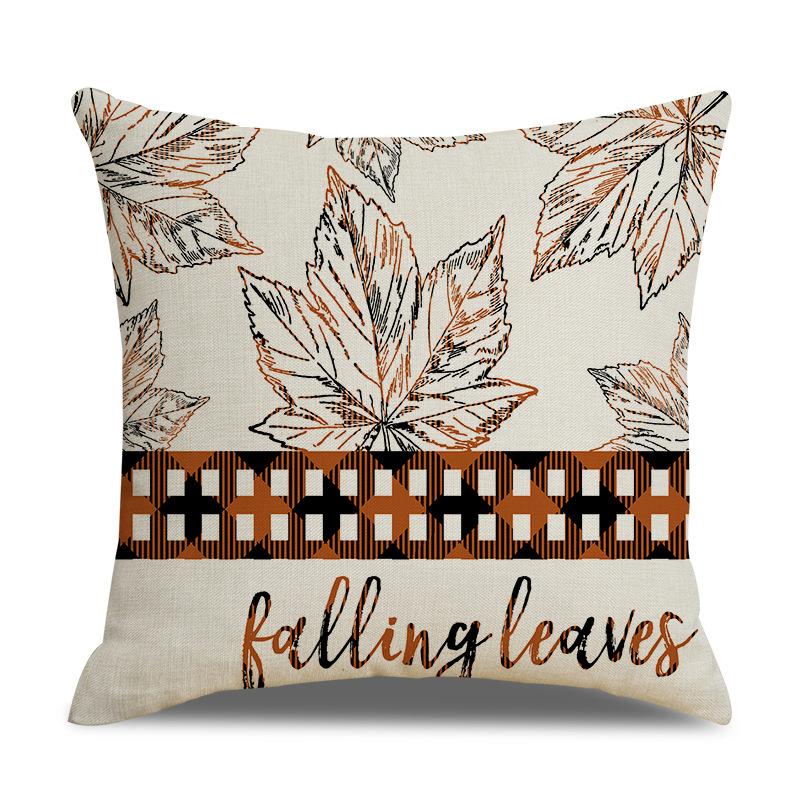 Thanksgiving Linen Pillowcase Autumn Pumpkin Print Pillow Cushion Cover