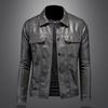 2026 Herren Slim Fit Biker Lederjacke mit Umlegekragen