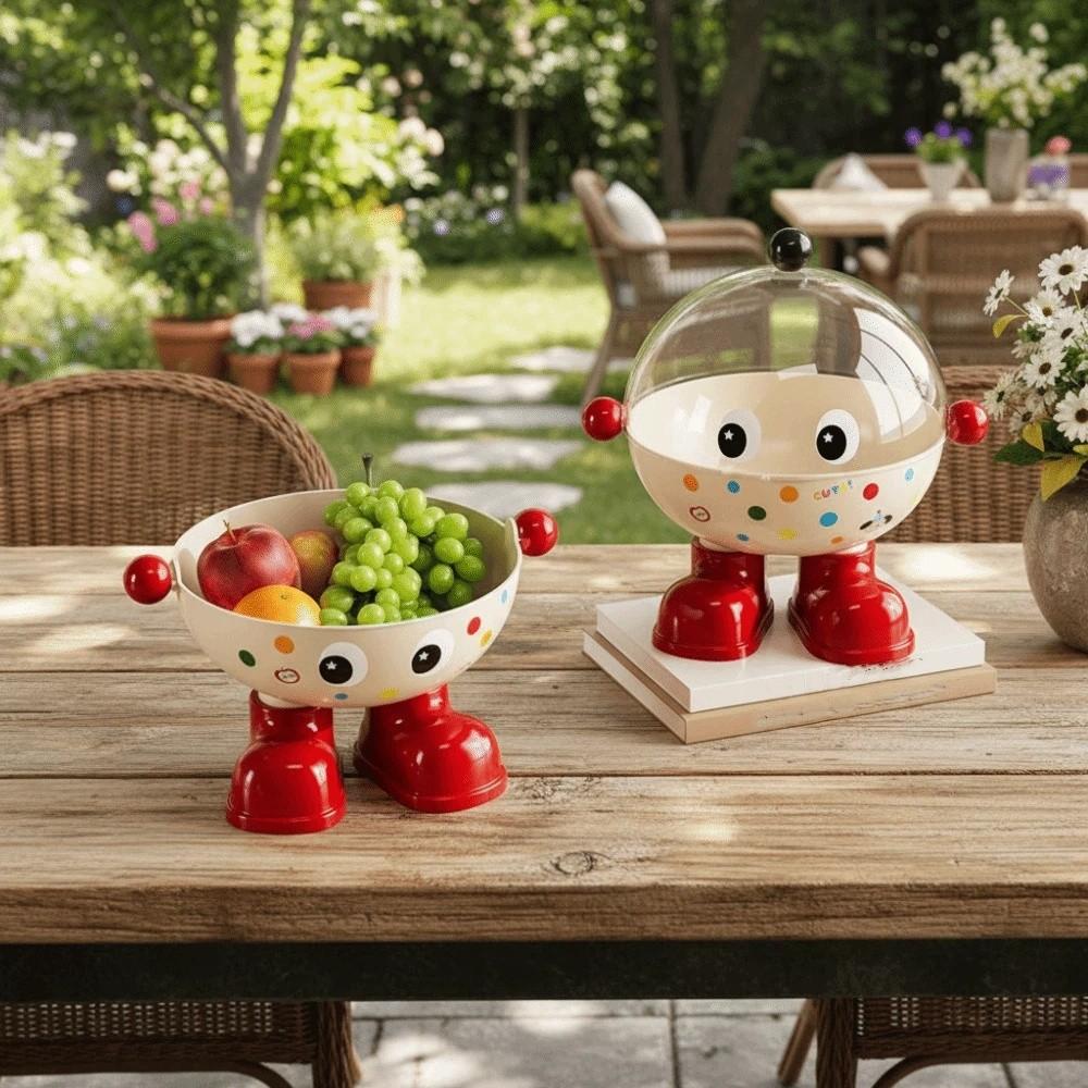 Cartoon Snack Fruit Plate Large Capacity Drain Basket Dopamine Tea Table Plate Dining Table