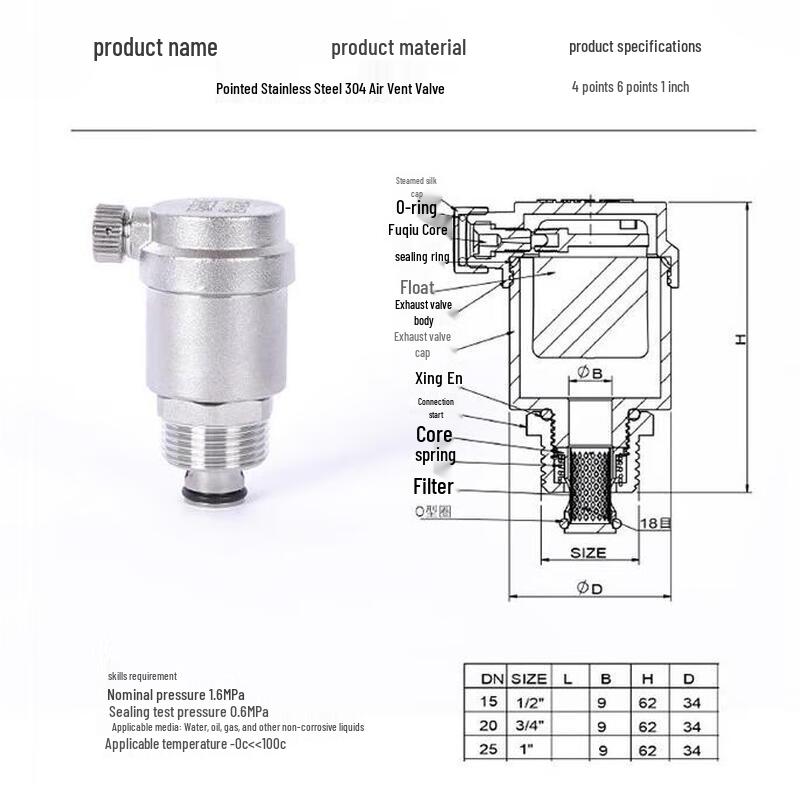 304 Stainless Steel Automatic Air Vent Valve