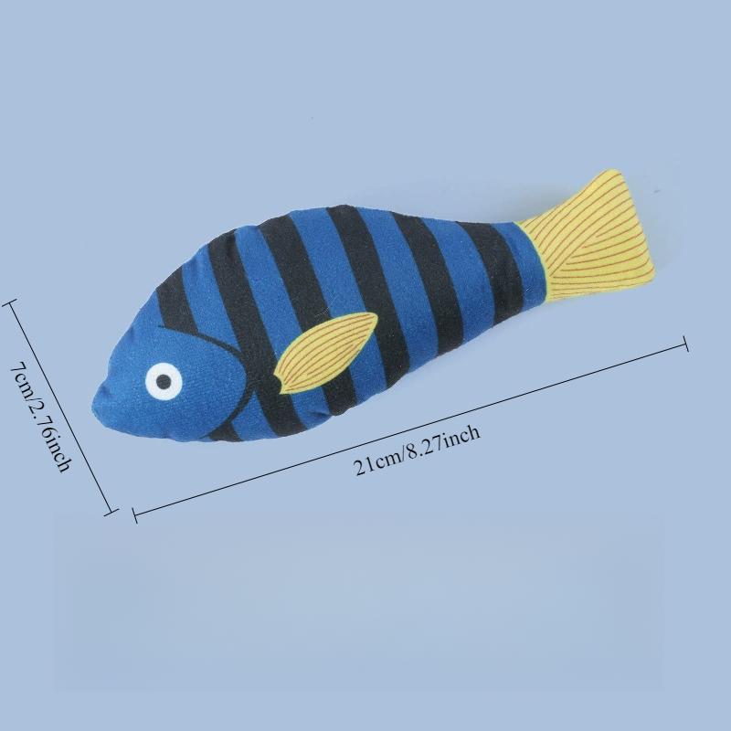 Cat Toy Kitten Printed Pillow Toys High Quality Ocean Fish Catnip Toy Durable Pet Interactive Chew Toy Pet Gnawing Sound Toy